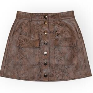 Olivaceous x The Impeccable Pig Faux Suede Snakeskin Mini Skirt Brown M